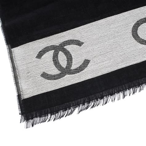 chanel shawl price|chanel scarf black and white.